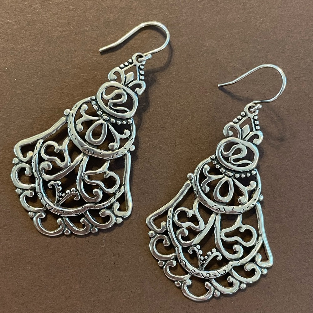 Silpada Sterling Silver Flamenco Flare Filigree Chandelier Ornate Earrings W2949
